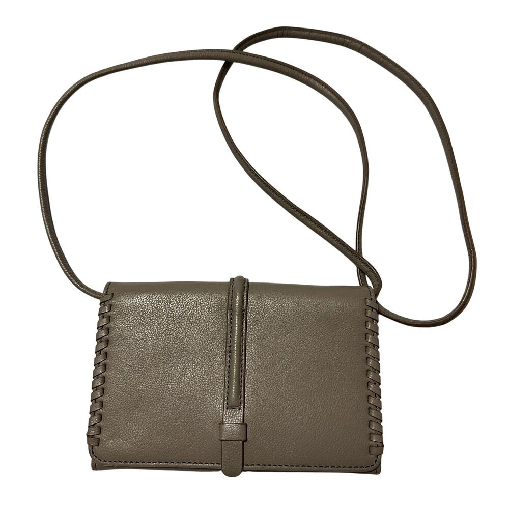 Fossil Vintage Trifold Leather Wallet Clutch Crossbody Gray Purse Bag